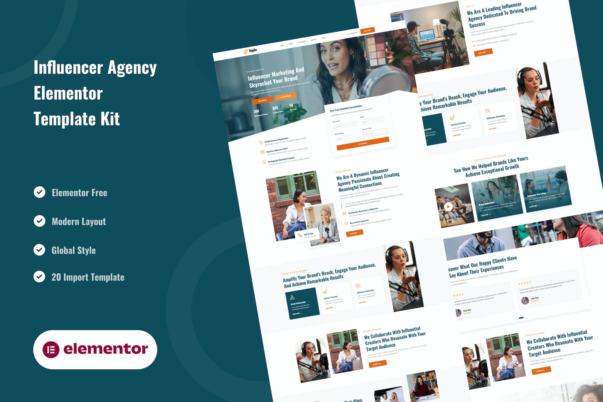 Inplu – Influencer Agency & Marketing Elementor Template Kit