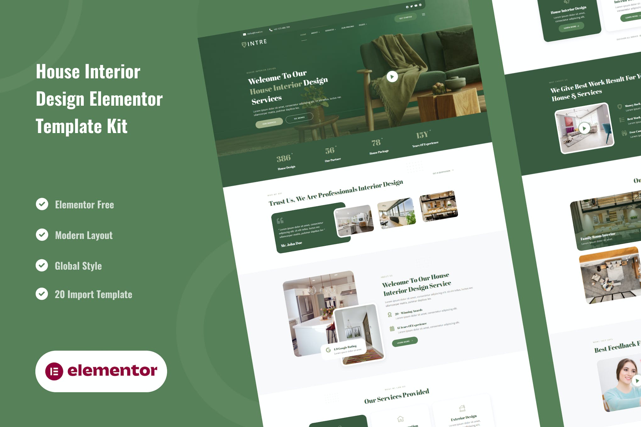 Intre – House Interior Design Service Elementor Template Kit