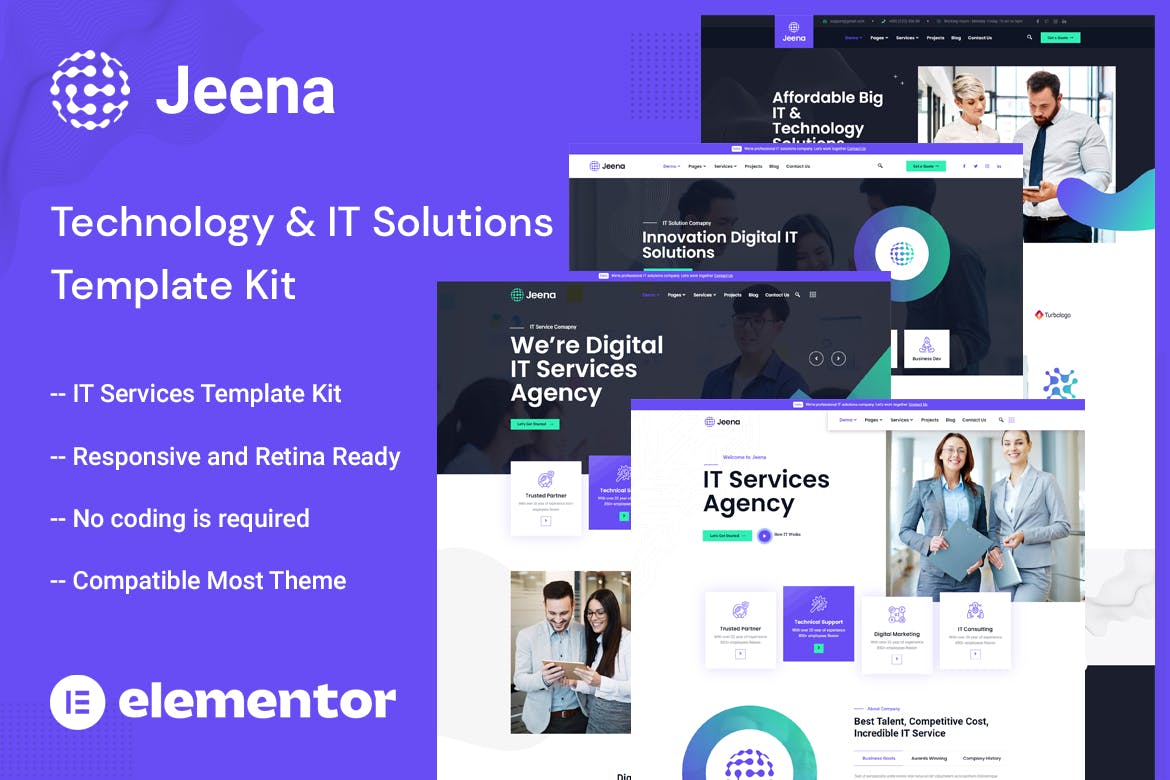 Jeena – Technology & IT Solutions Elementor Template Kit