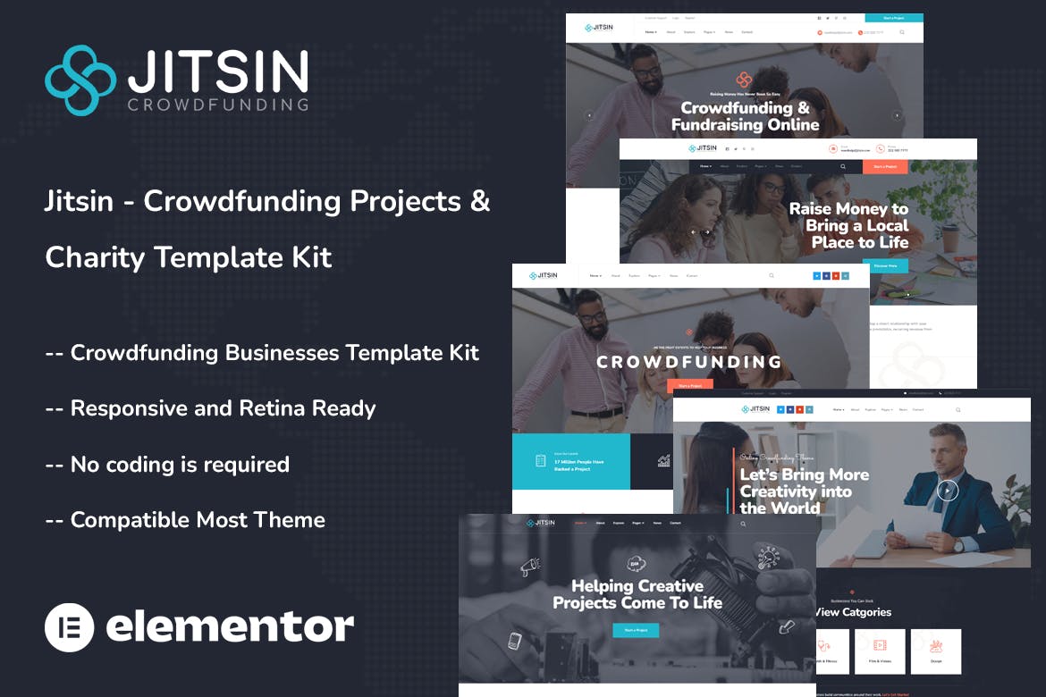 Jitsin – Crowdfunding Projects & Charity Template Kit