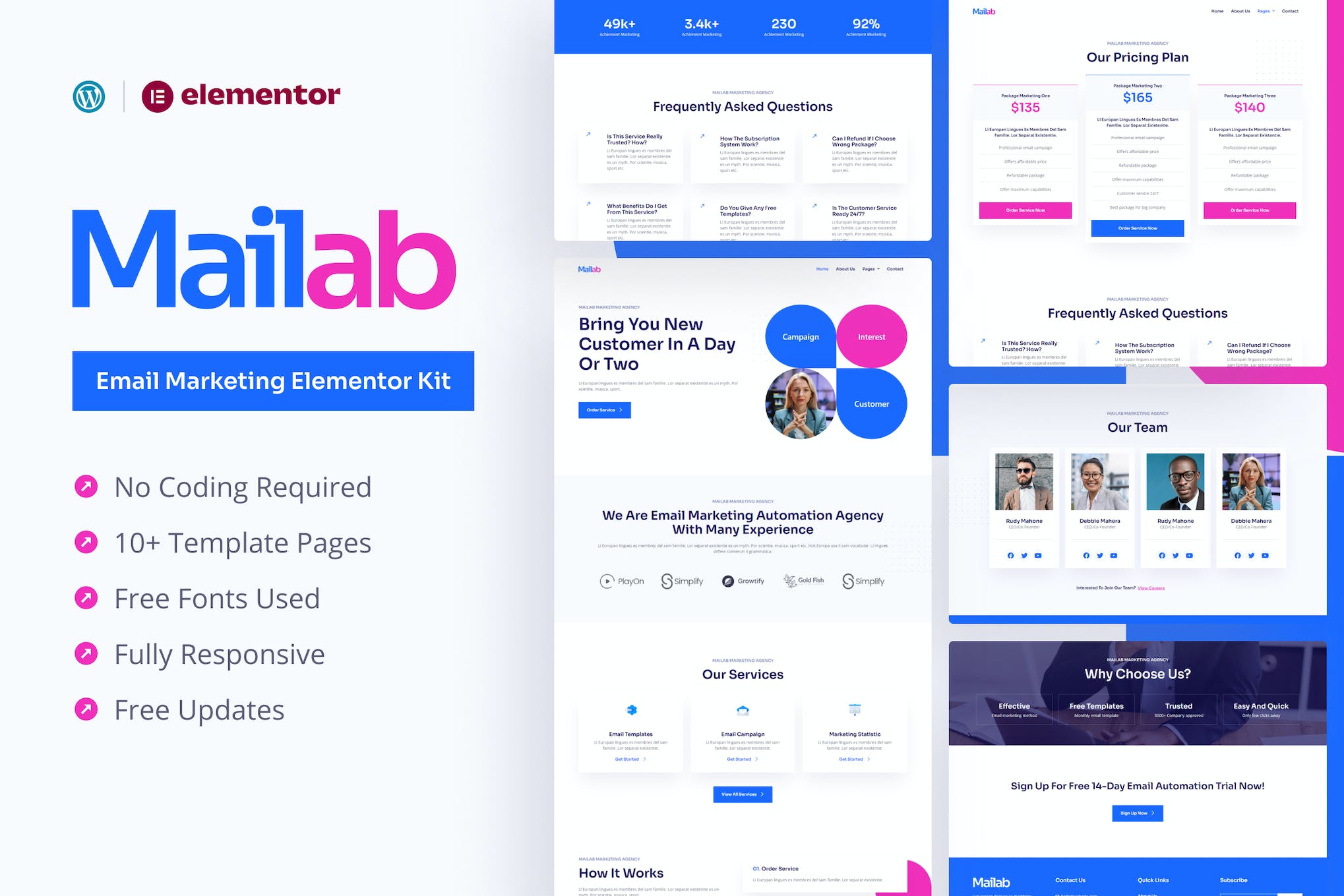 Mailab – Email Marketing Elementor Template Kit