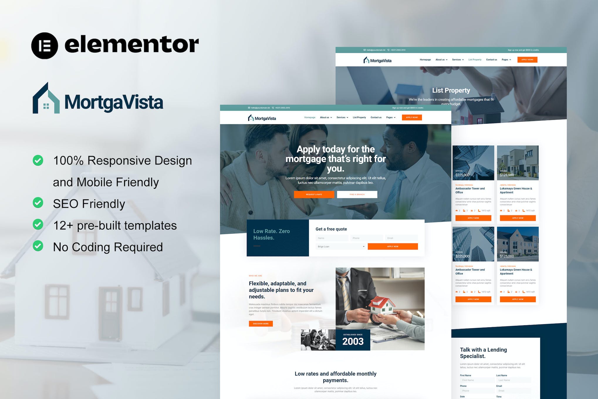 Mortgavista – Mortgage Elementor Pro Template Kit