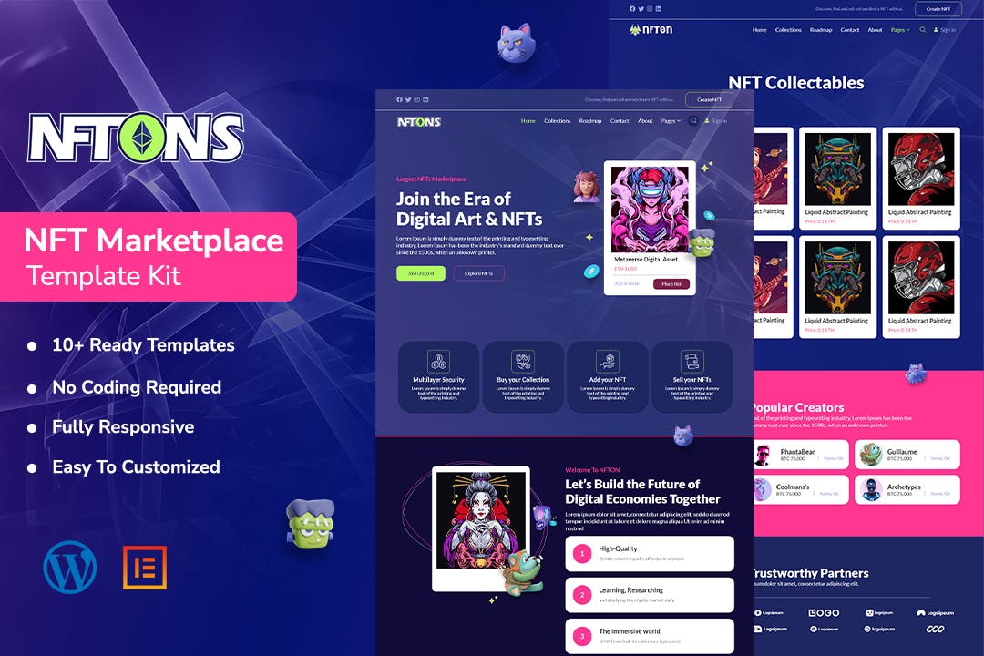 NFTONS – NFT Service & Crypto Currency Elementor Template Kit