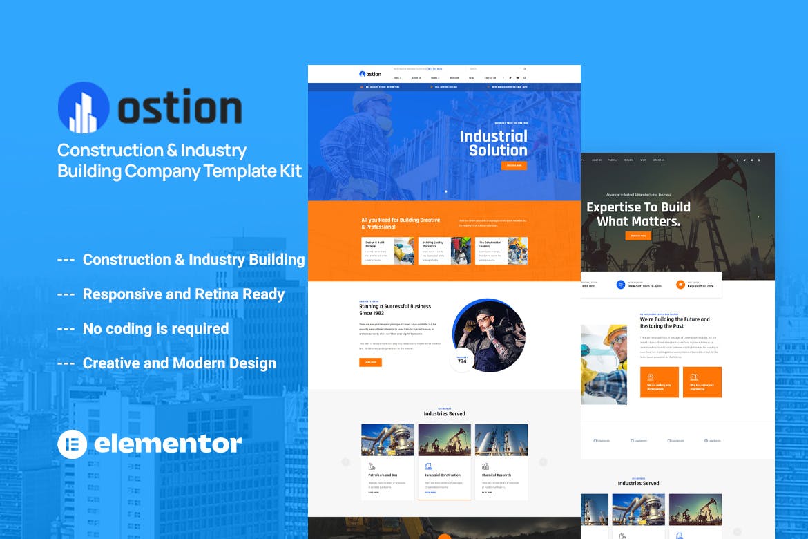 Ostion – Construction & Industry Building Company Template Kit