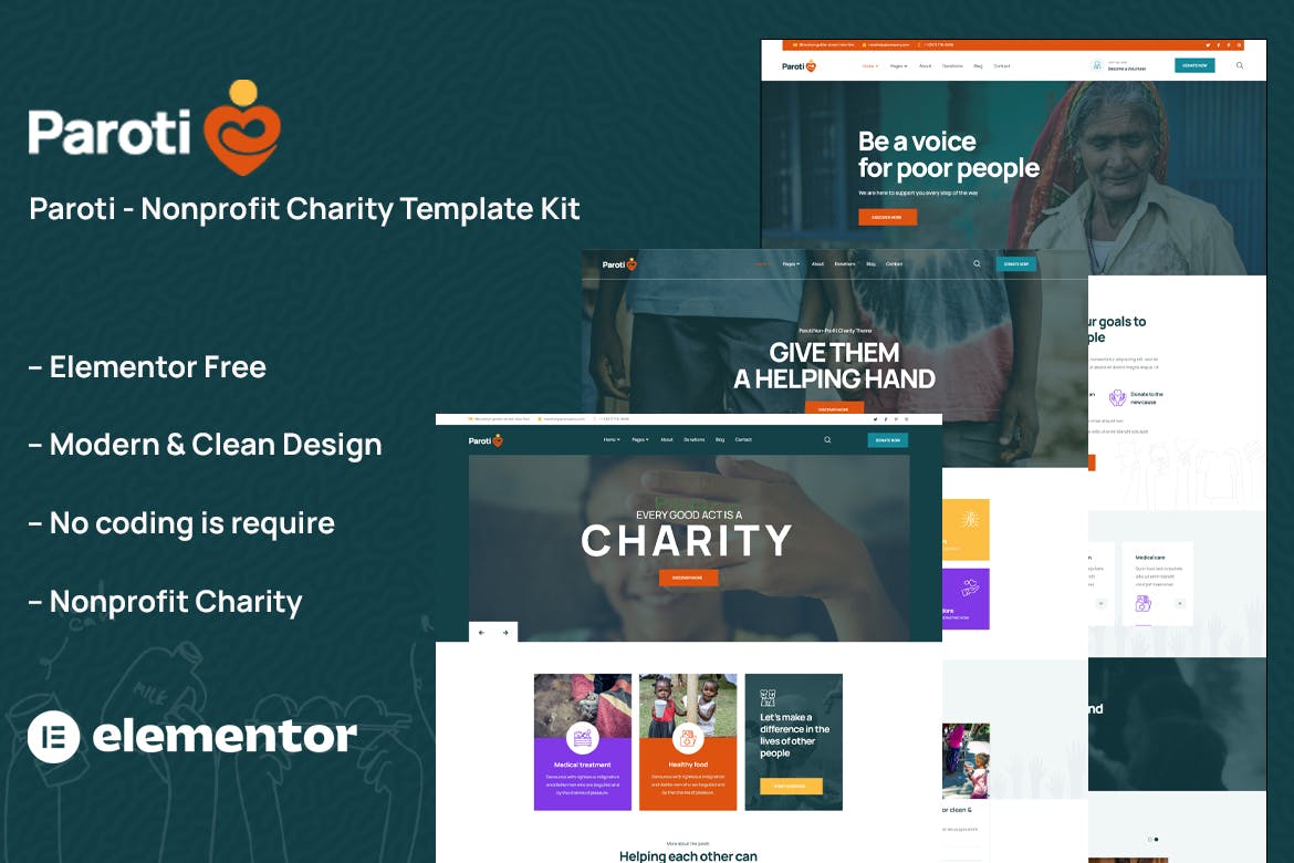 Paroti – Non Profit Charity Elementor Template Kit