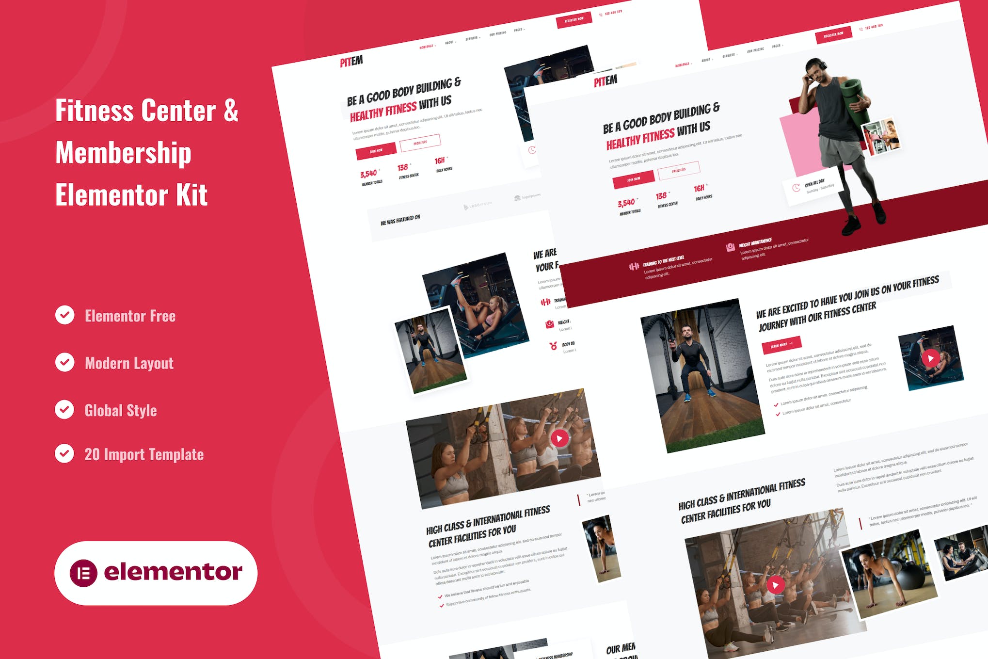 Pitem – Fitness Center & Membership Elementor Template Kit