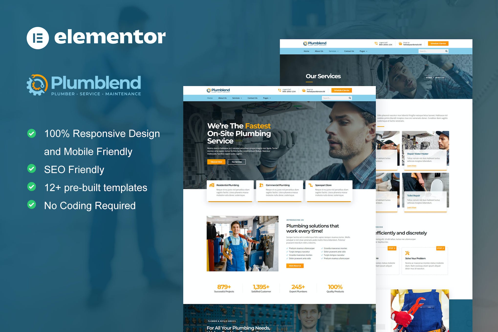 Plumbend – Plumbing Service Elementor Template Kit