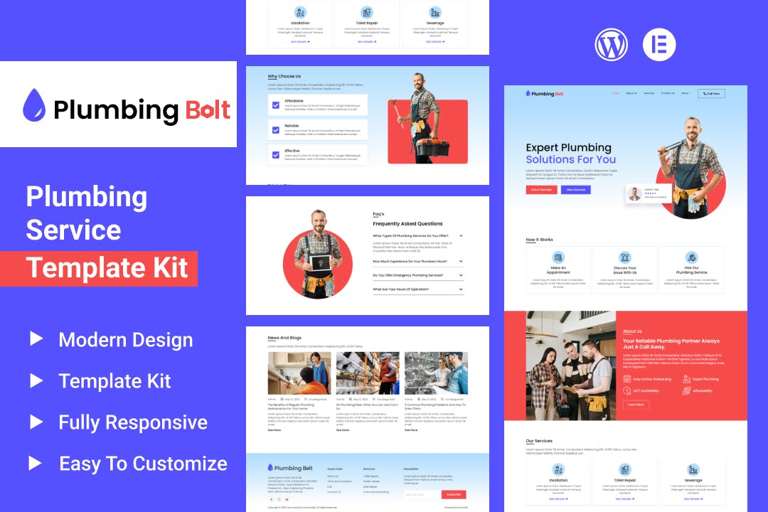 Plumbing Bolt – Plumbing Services Elementor Template Kit