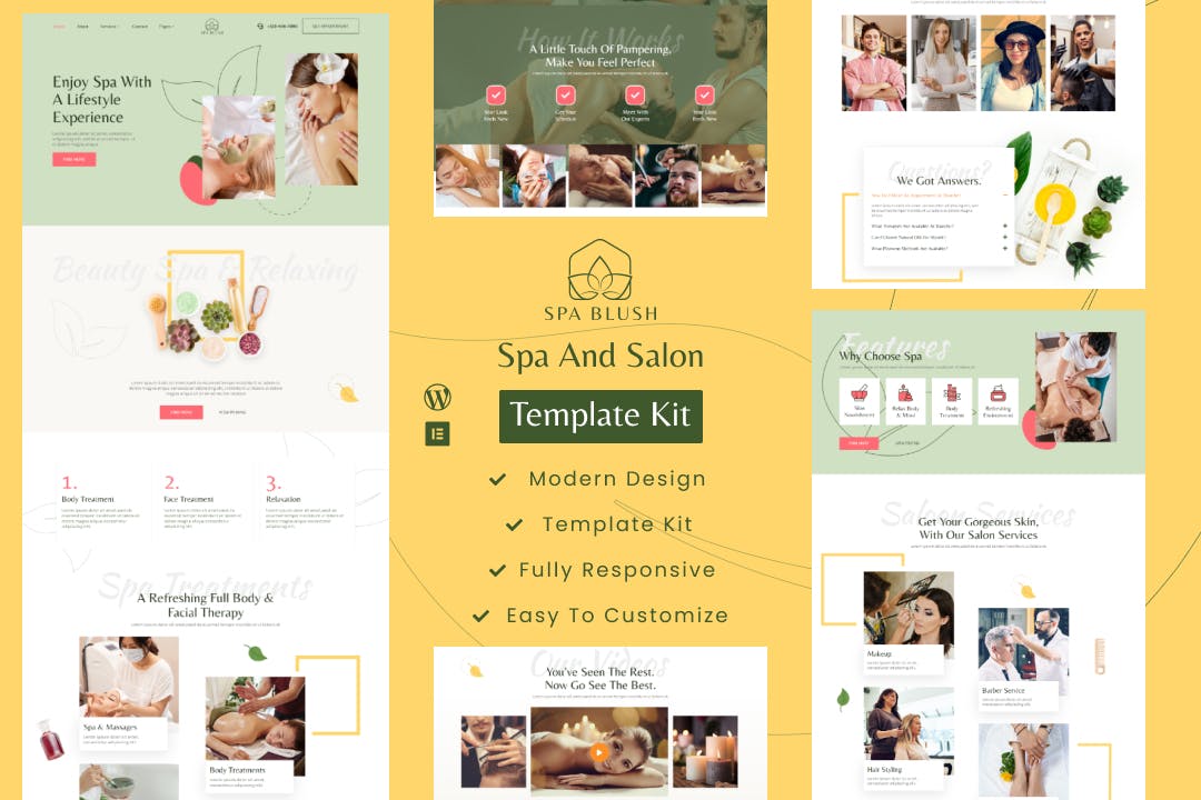 Spa Blush – Beauty Massage & Wellness Elementor Template kit