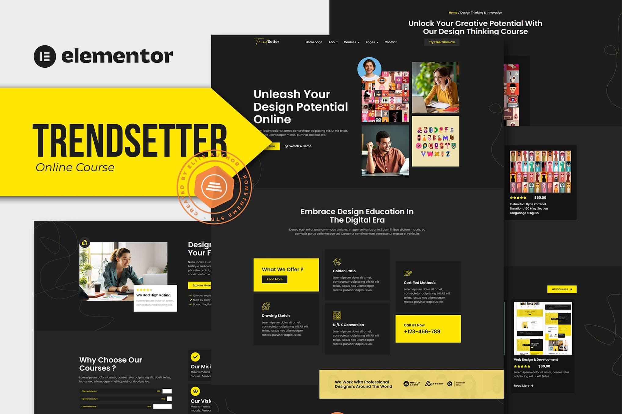 Trendsetter – Online Design Courses Elementor Pro Template Kit