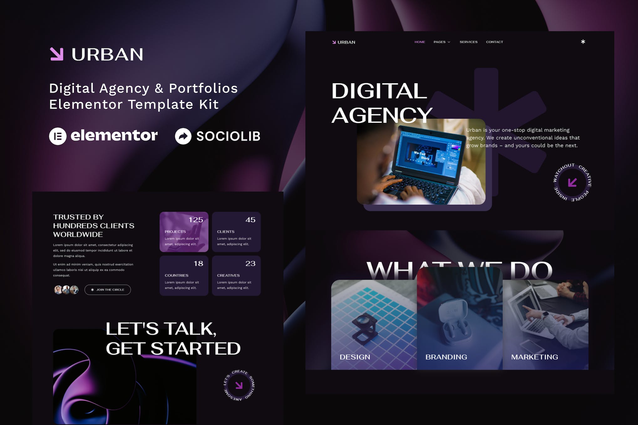 Urban – Dark Digital Agency & Portfolios Elementor Template Kit