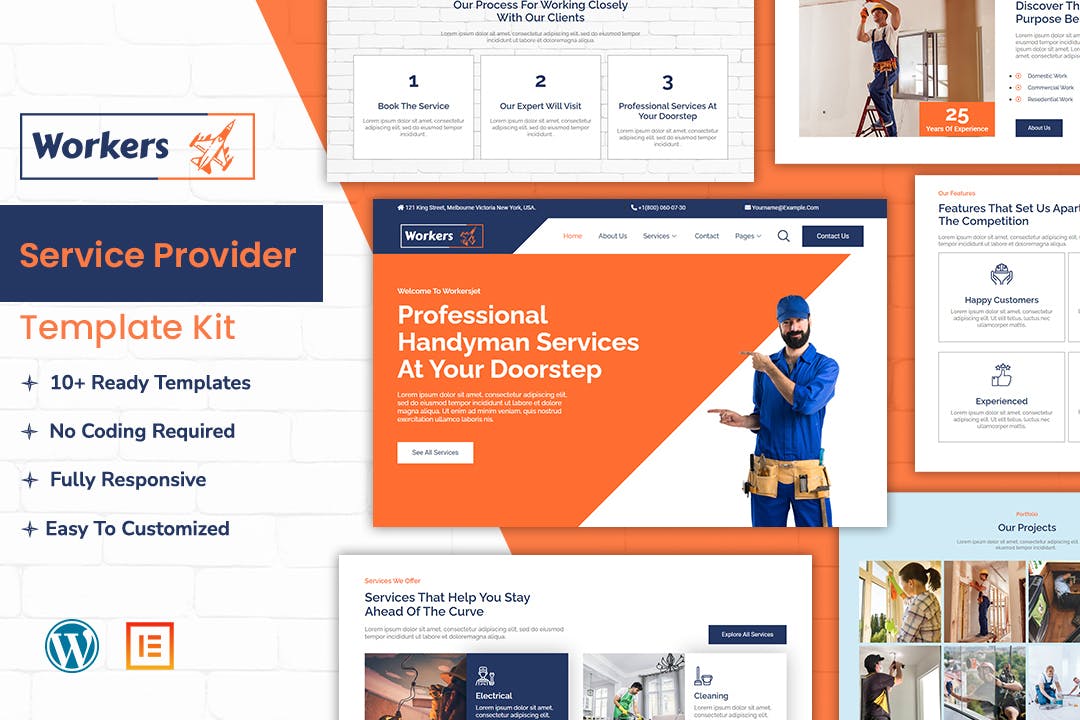 WorkersJet – Handyman & Repair Service Elementor Template Kit