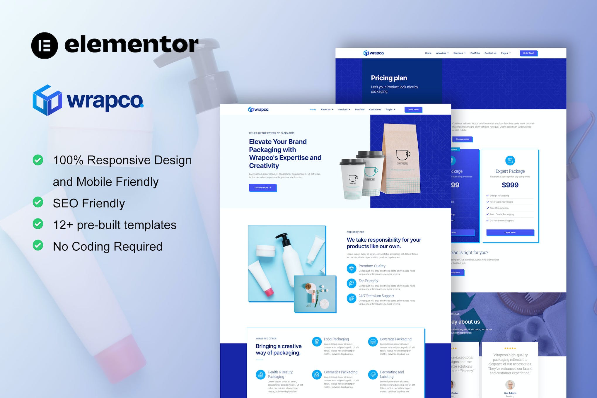 WrapCo – Packaging Company Elementor Template Kit