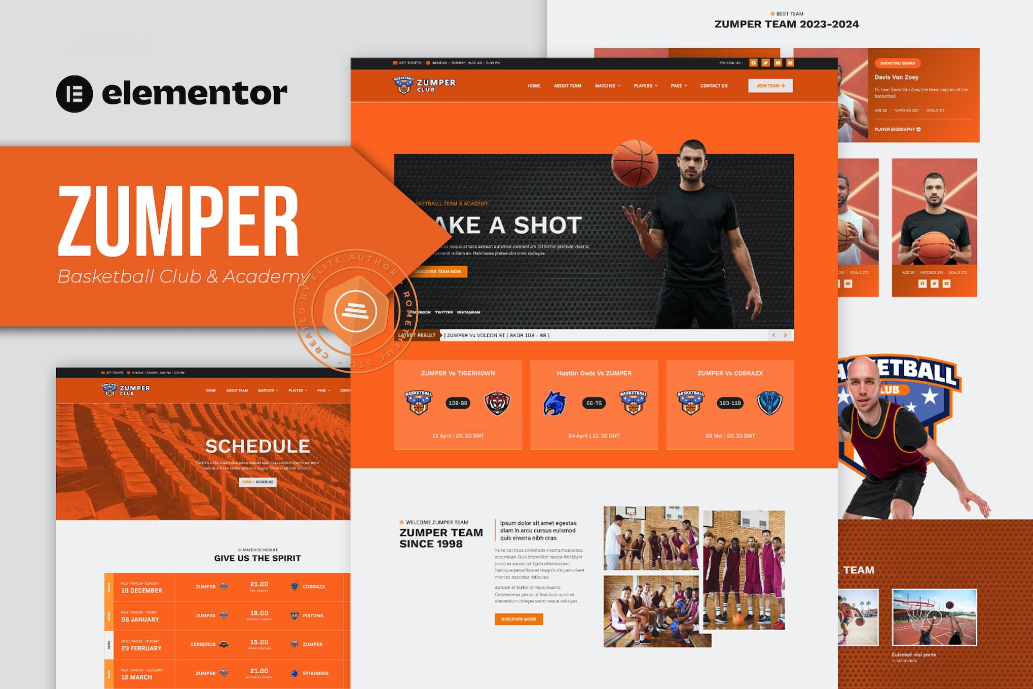 Zumper – Basketball Club & Academy Elementor Template Kit