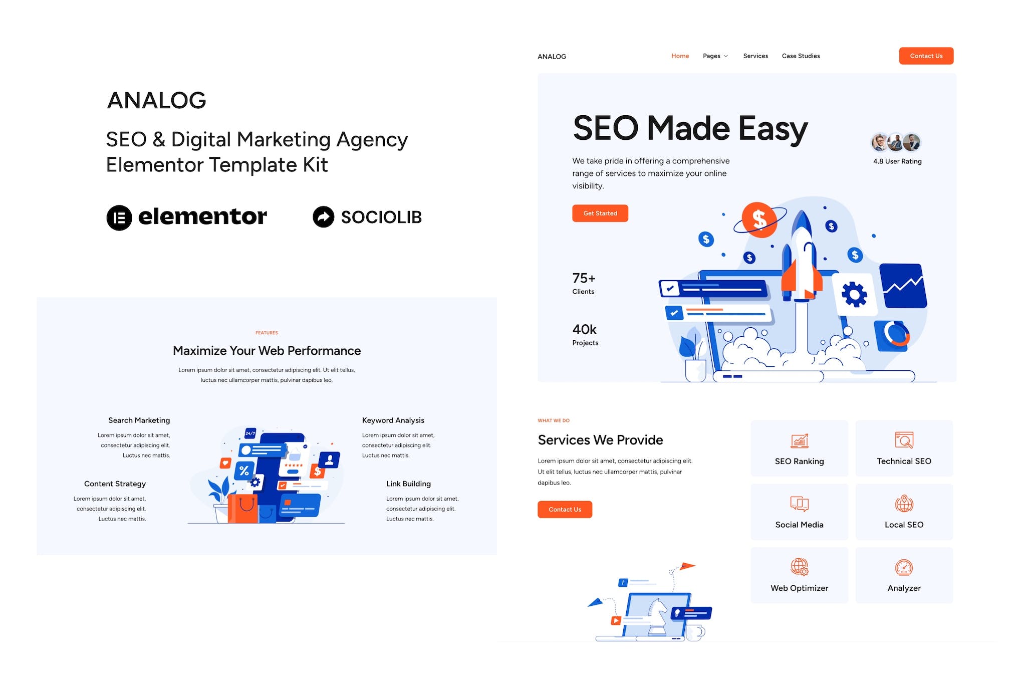 Analog – SEO & Digital Marketing Agency Elementor Template Kit