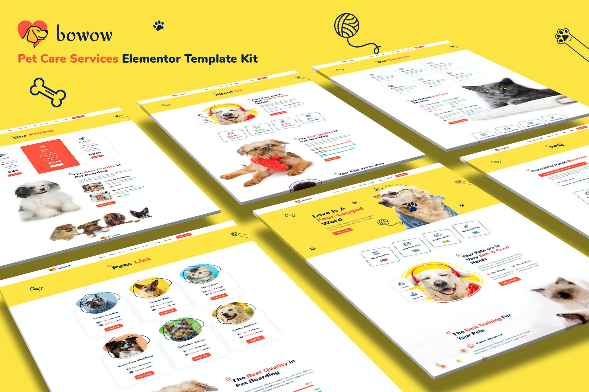 Bowow – Pet Care Services Elementor Template Kit