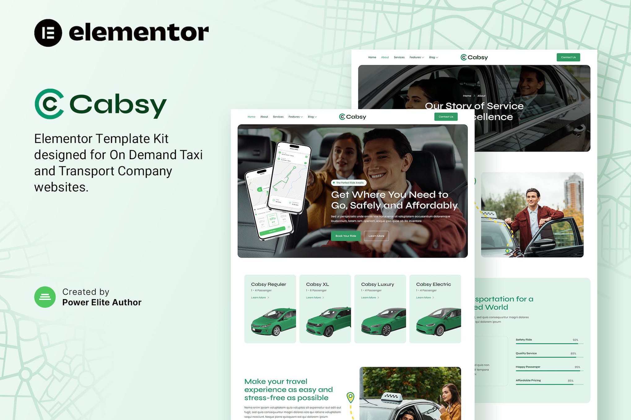 Cabsy – Transport Company & On Demand Taxi Elementor Template Kit