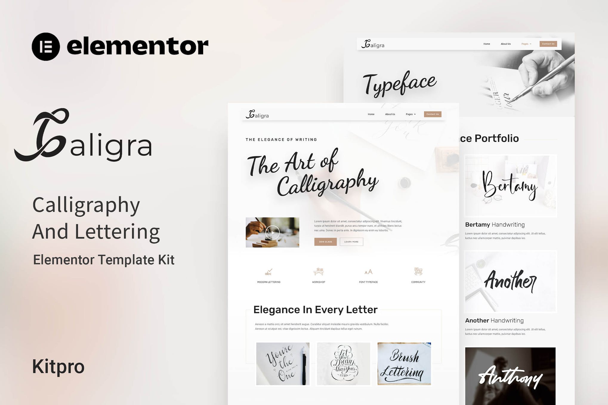 Caligra – Calligraphy & Lettering Elementor Template Kit