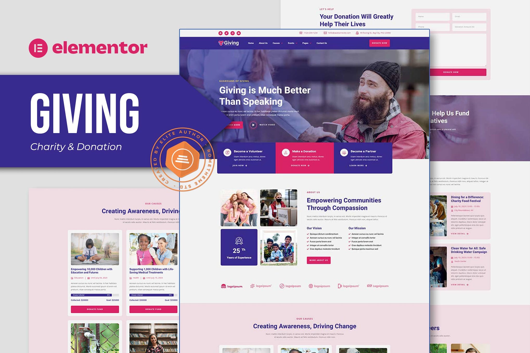 Giving – Charity & Donation Elementor Template Kit