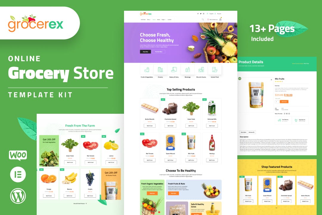 Grocerex – Grocery Store Elelmentor Pro Template Kit