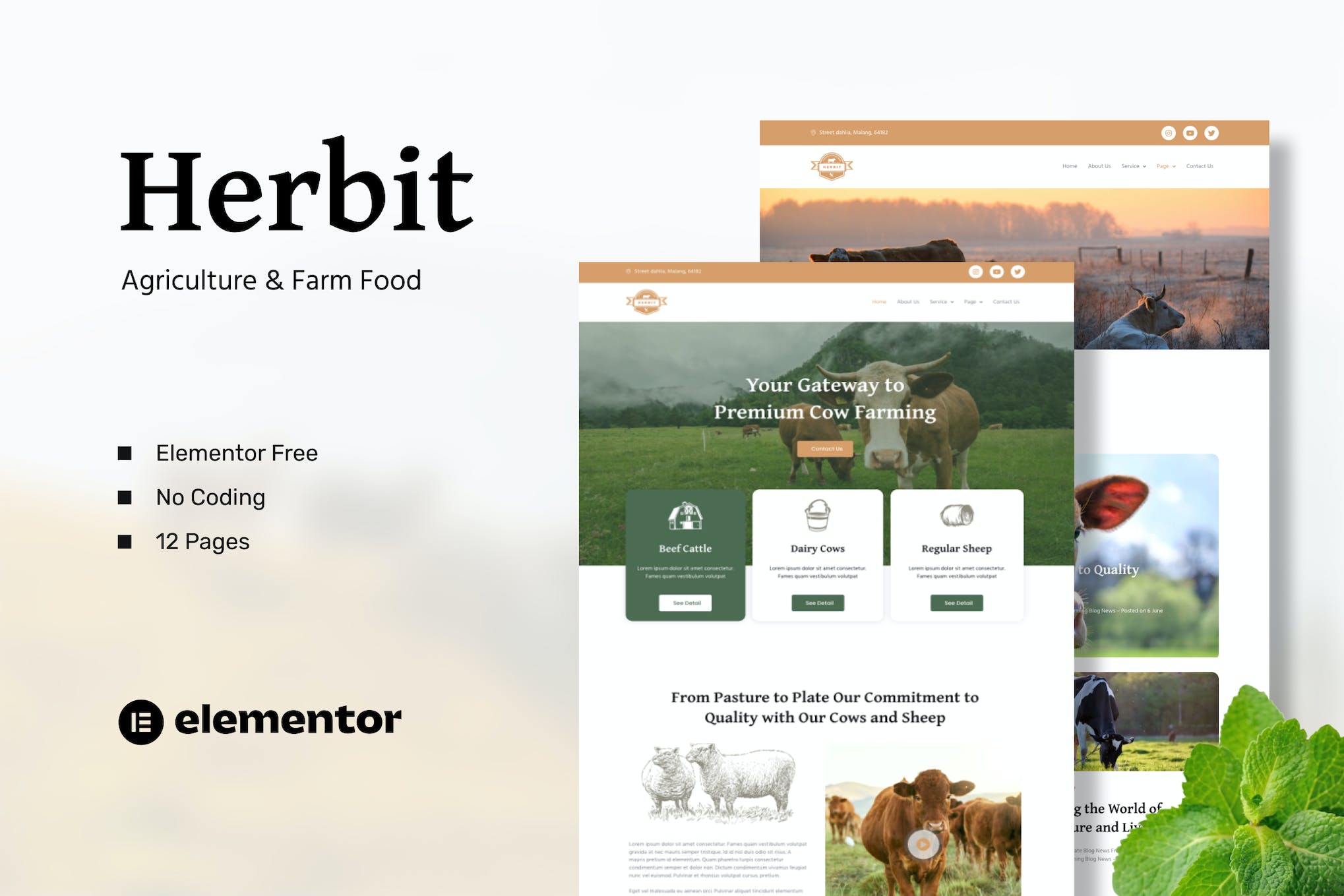 Herbit – Cow & Sheep Farm Industry Template Kits