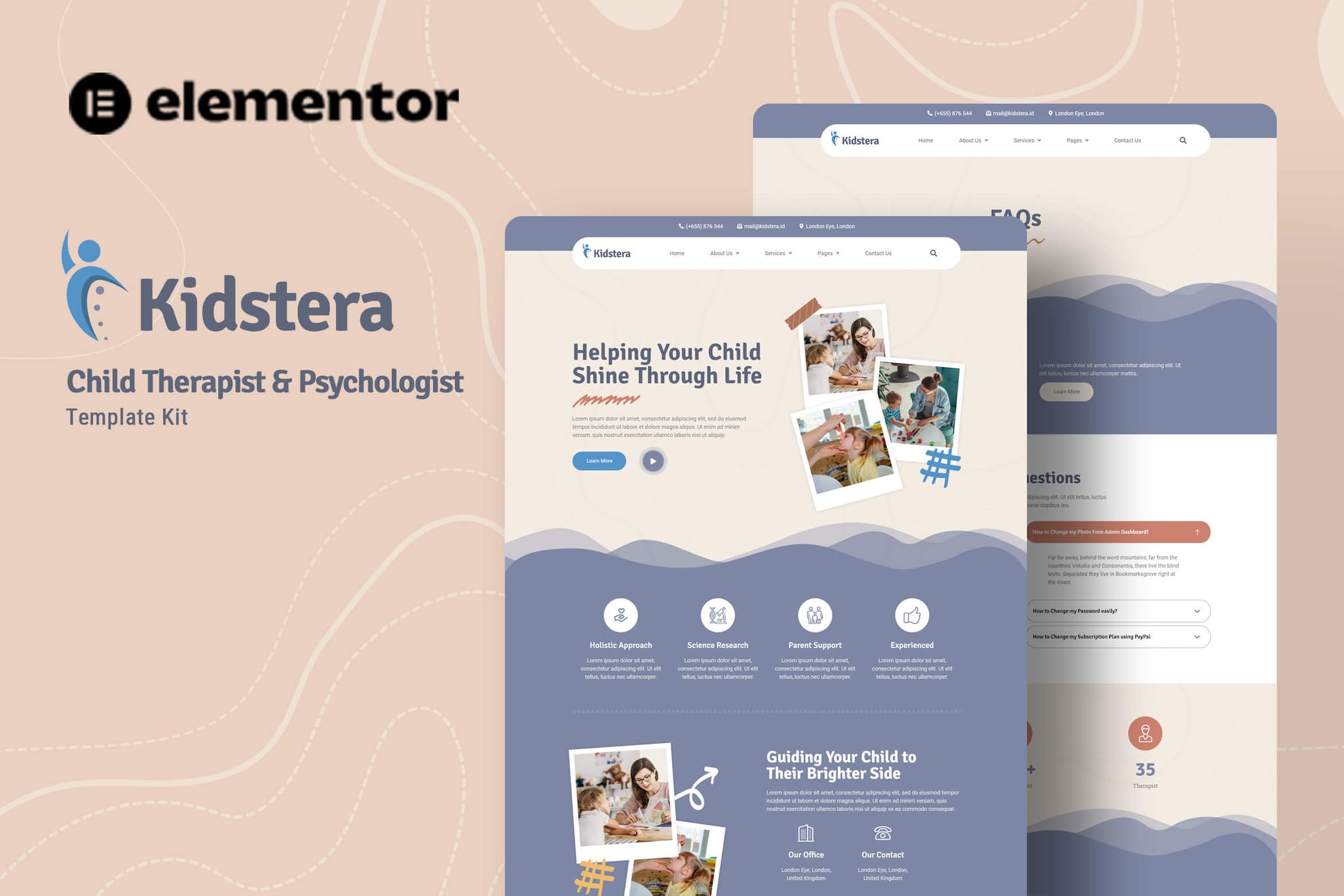 Kidstera – Child Therapist & Psychologist Elementor Template Kit