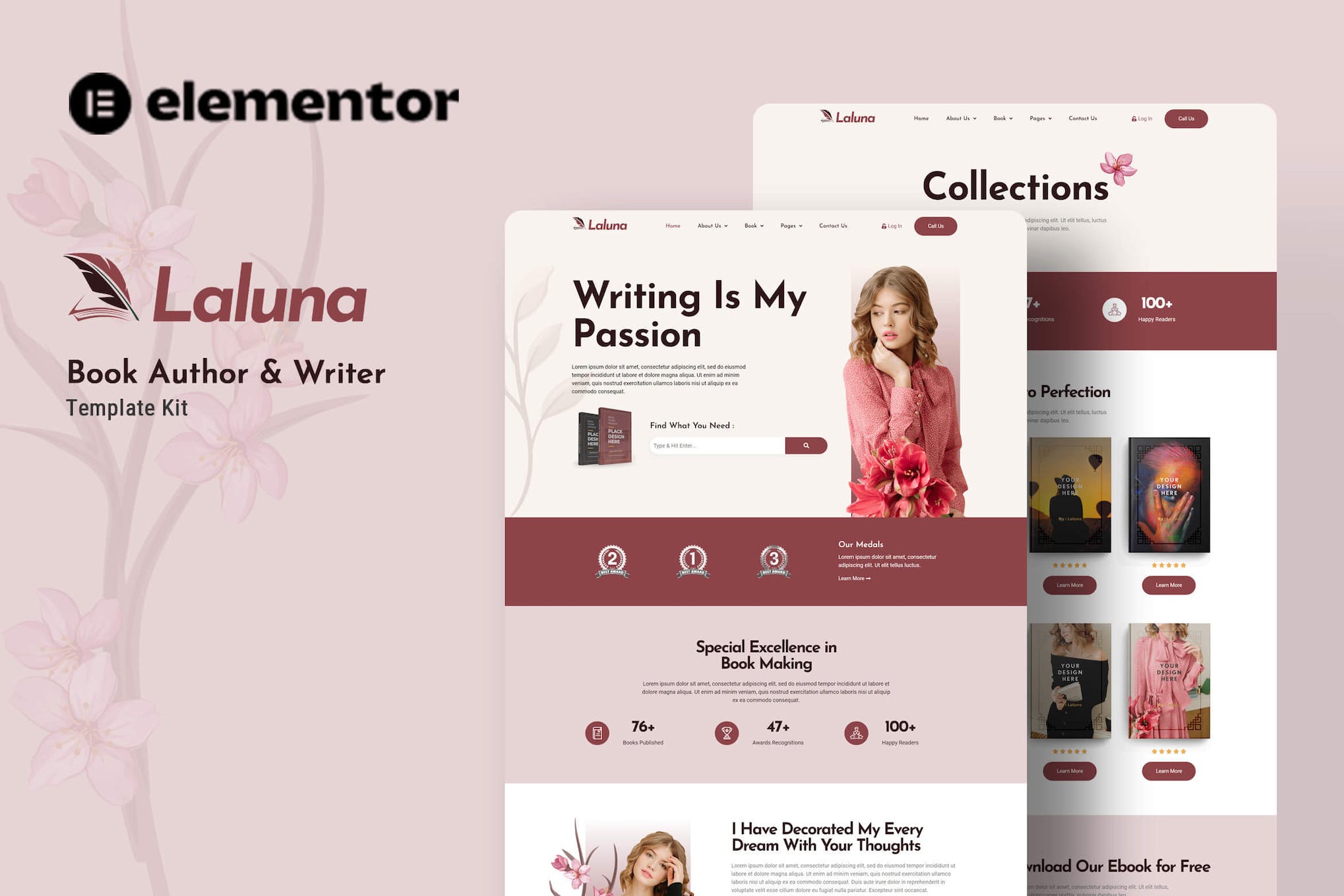 Laluna – Book Author & Writer Elementor Template Kit