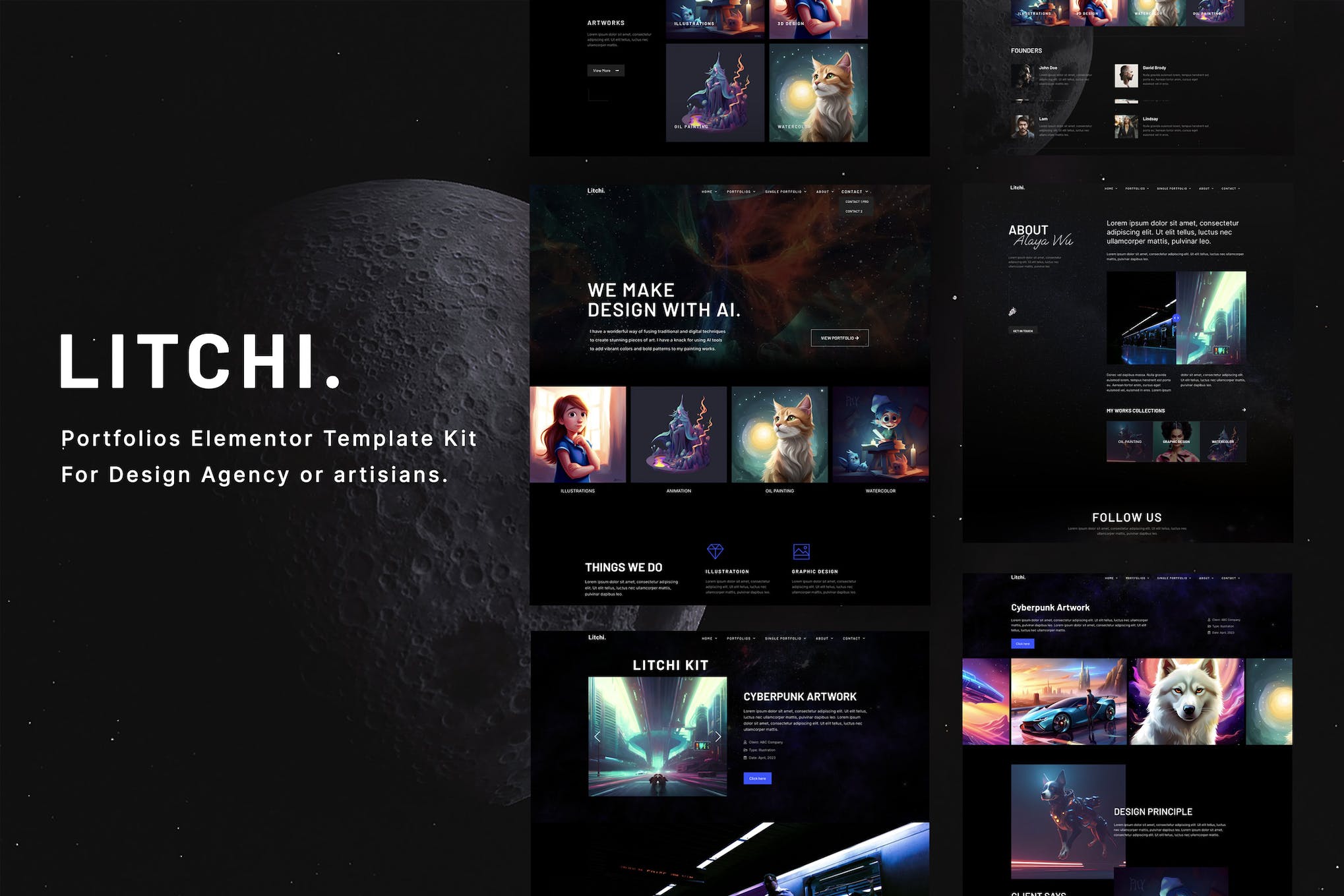 Litchi – Designer Artworks Elementor Portfolio Template Kit