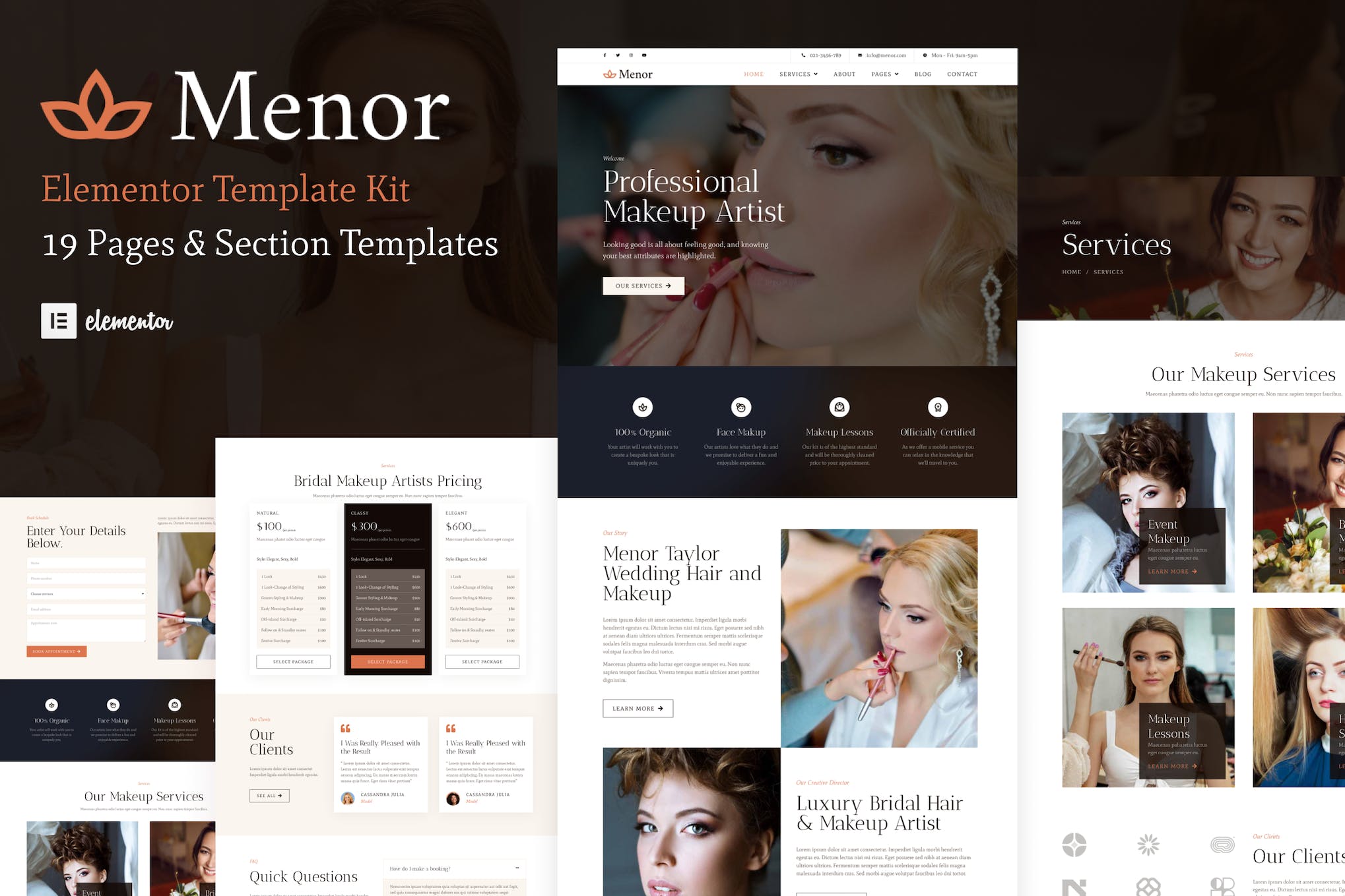 Menor – Makeup Artist & Hair Stylist Elementor Pro Template Kit