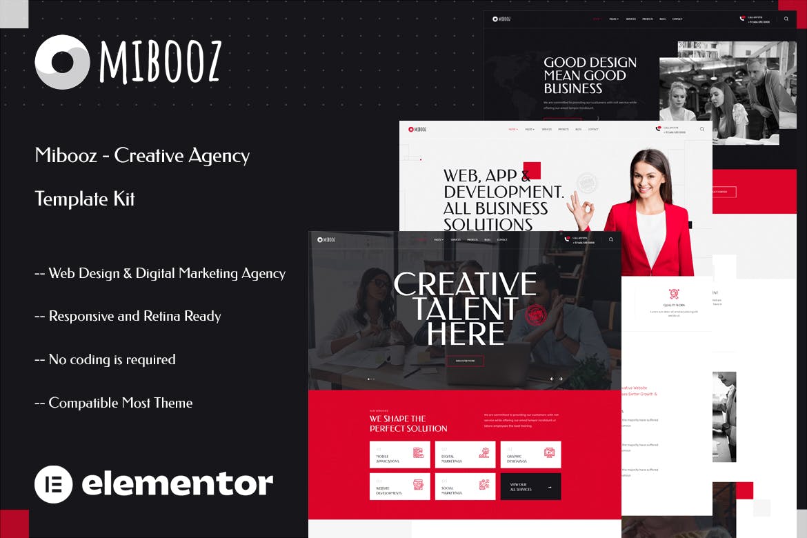 Mibooz – Creative Agency Elementor Template Kit