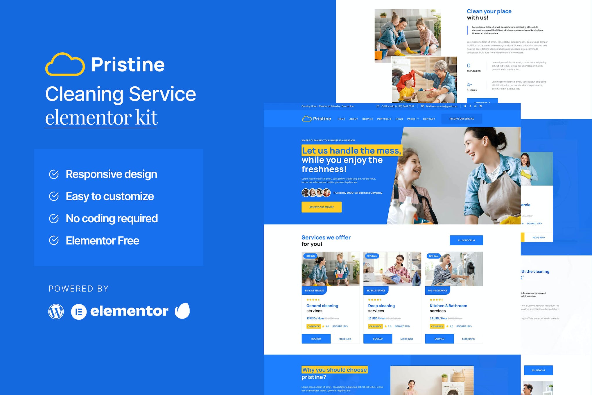 Pristine – Cleaning Service Elementor Template Kit