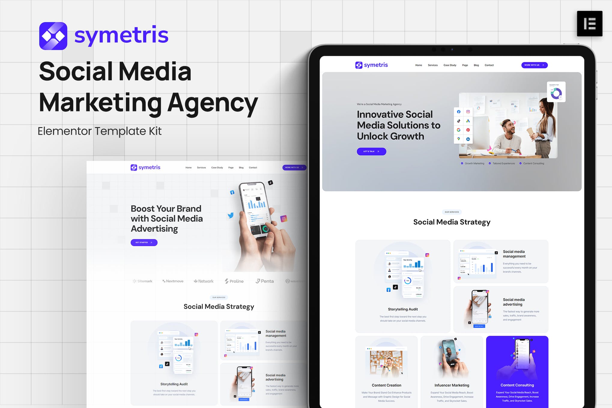 Symetris – Social Media Marketing Agency Elementor Template Kit