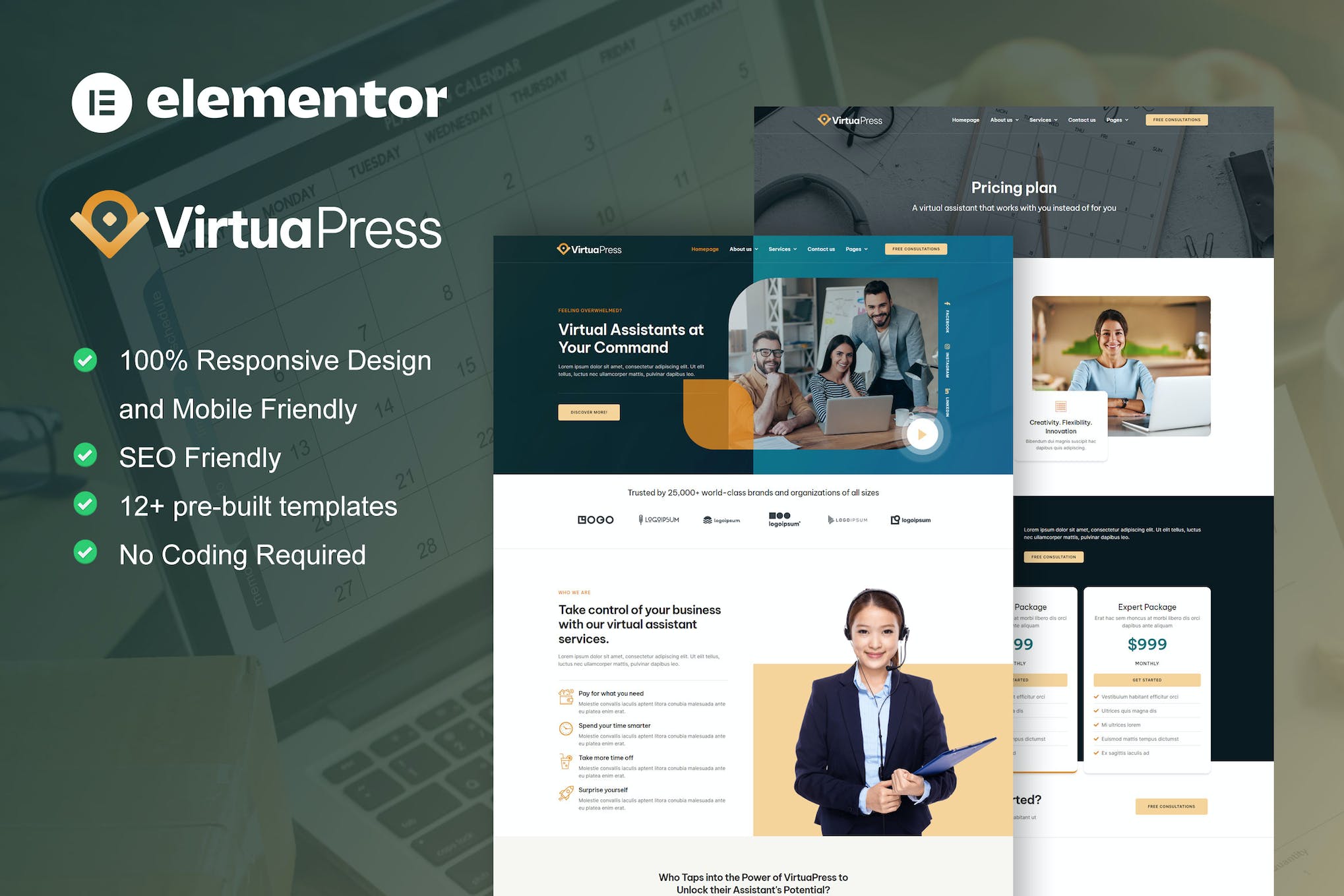 VirtuaPress – Virtual Assistant Service Elementor Template Kit