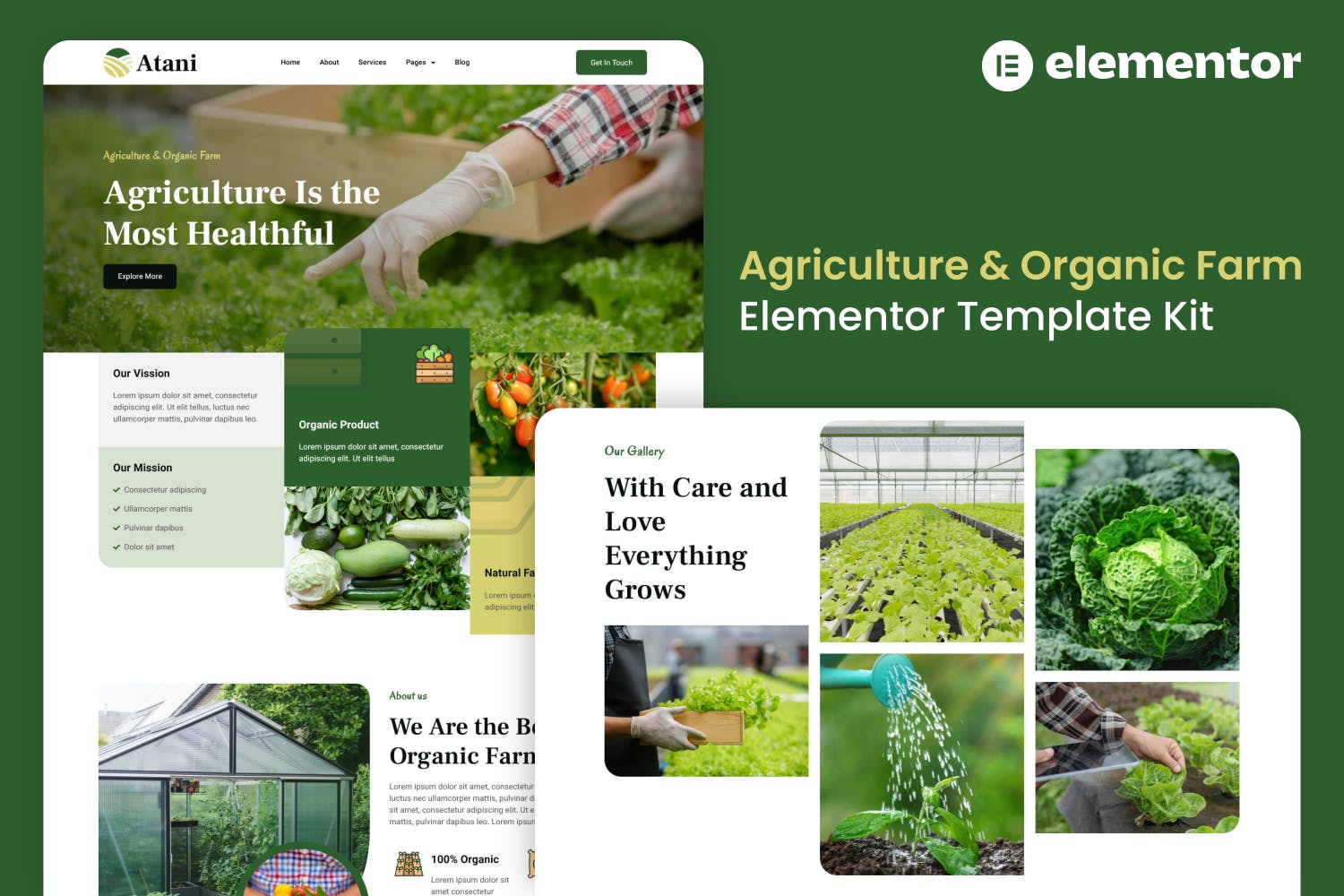 Atani – Agriculture & Organic Farm Elementor Pro Template Kit