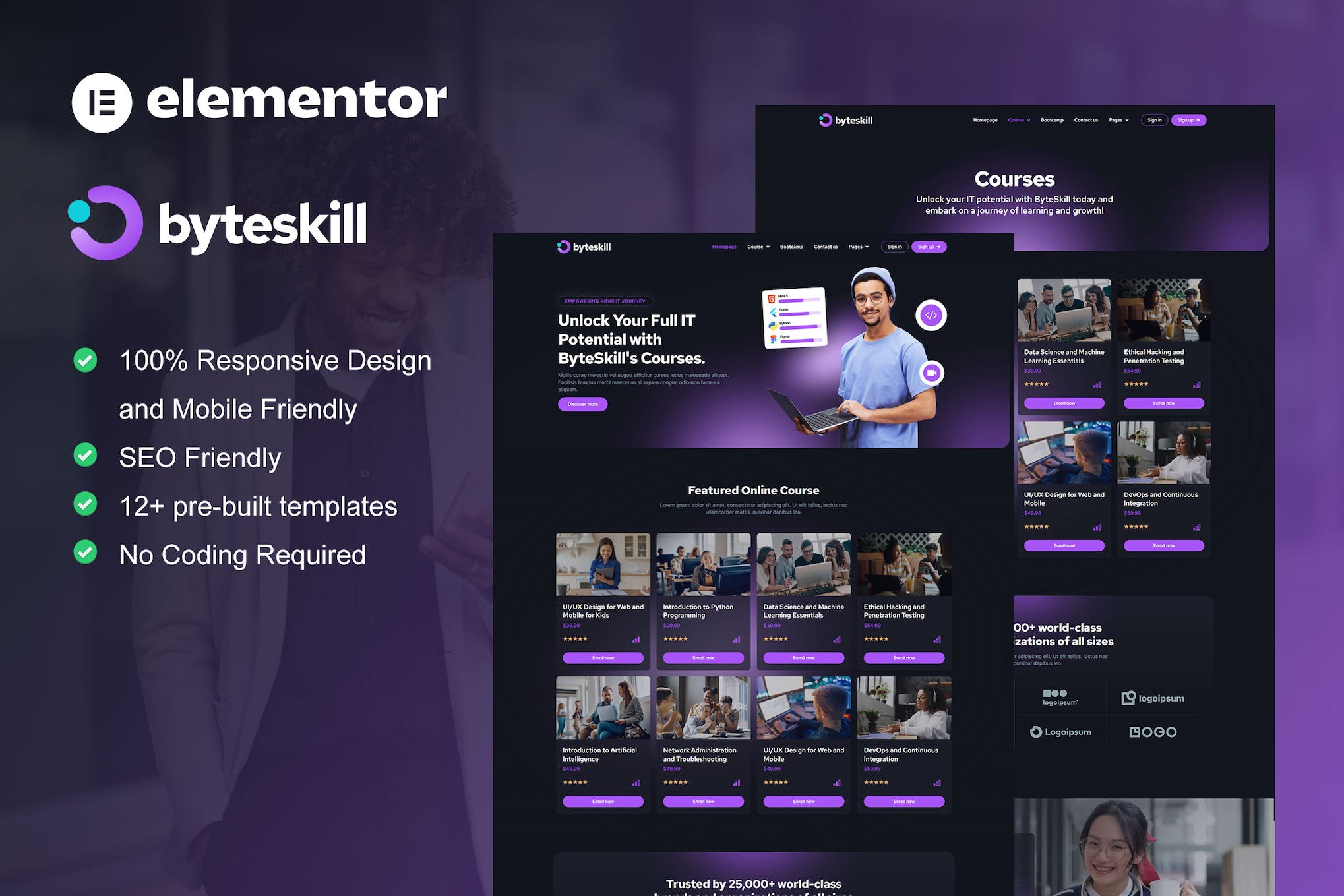 ByteSkill – IT Online Course & Education Elementor Pro Template Kit