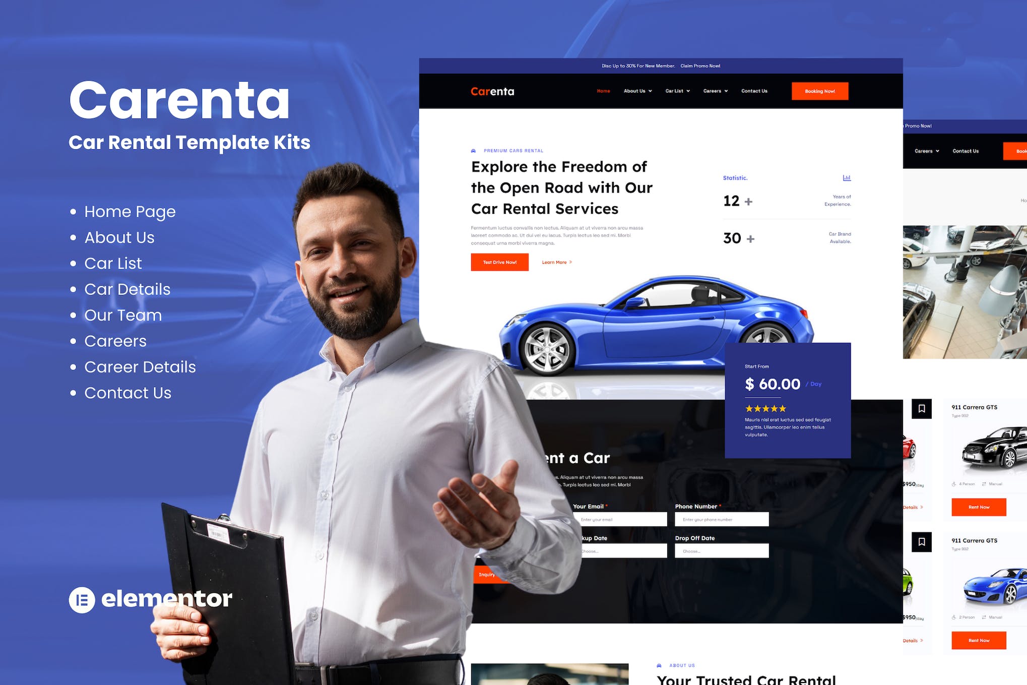 Carenta – Car Rental Business Elementor Template Kits