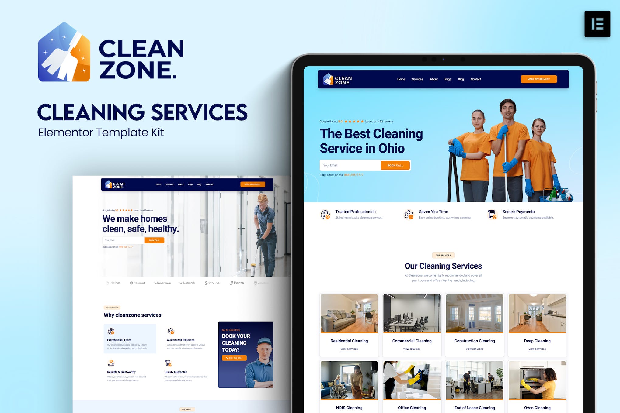 Cleanzone – Cleaning Services Elementor Template Kit