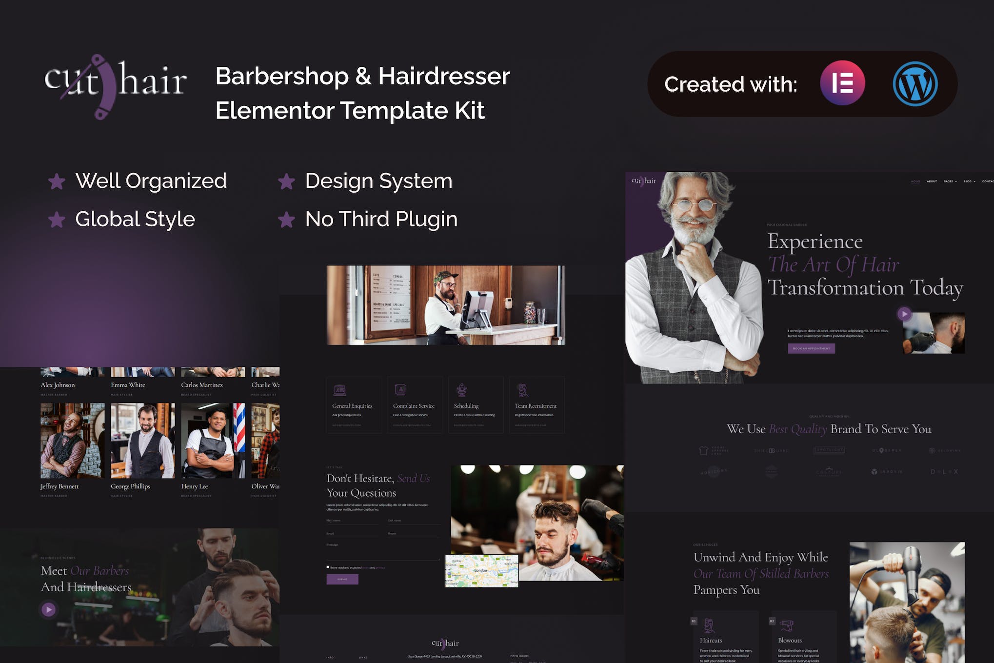 Cuthair – Barbershop & Hairdresser Elementor Pro Template Kit