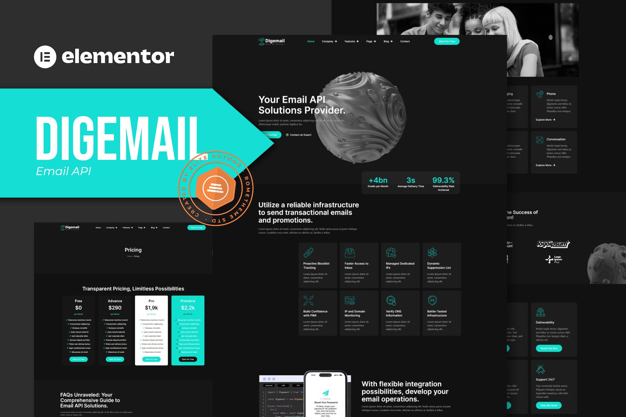 Digemail – Email API Solutions & Services Elementor Pro Template Kit