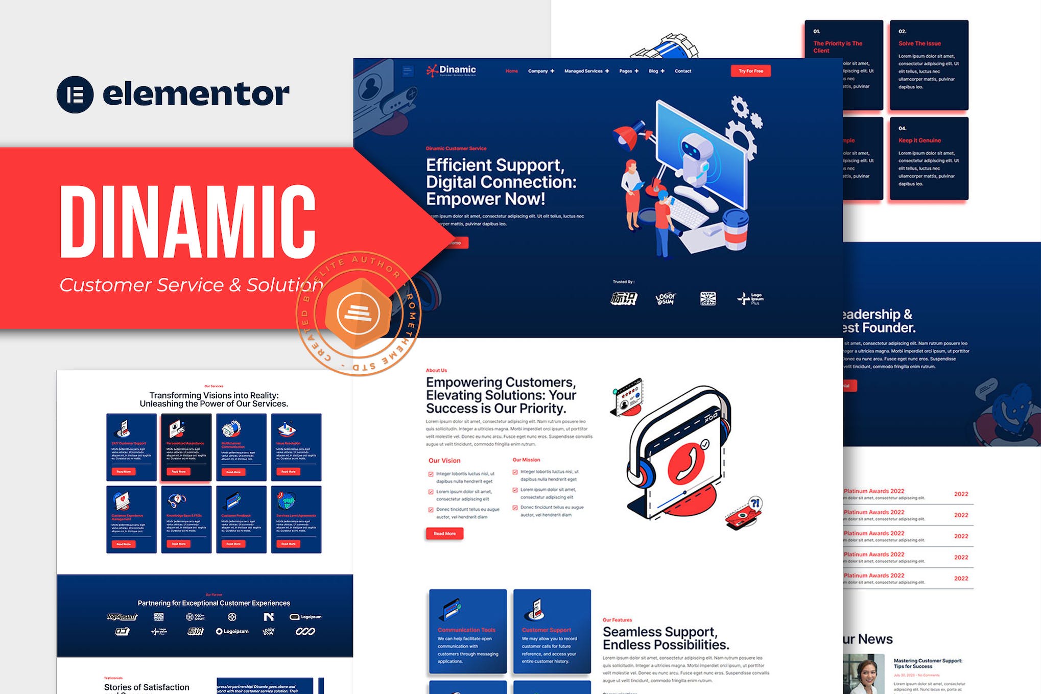 Dinamic – Customer Service & Solution Elementor Pro Template Kit