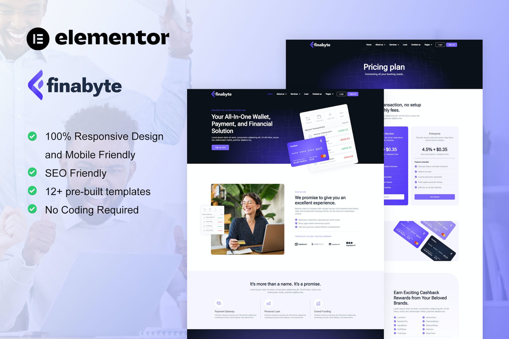 FinaByte – Saas & Fintech Startup Elementor Template Kit