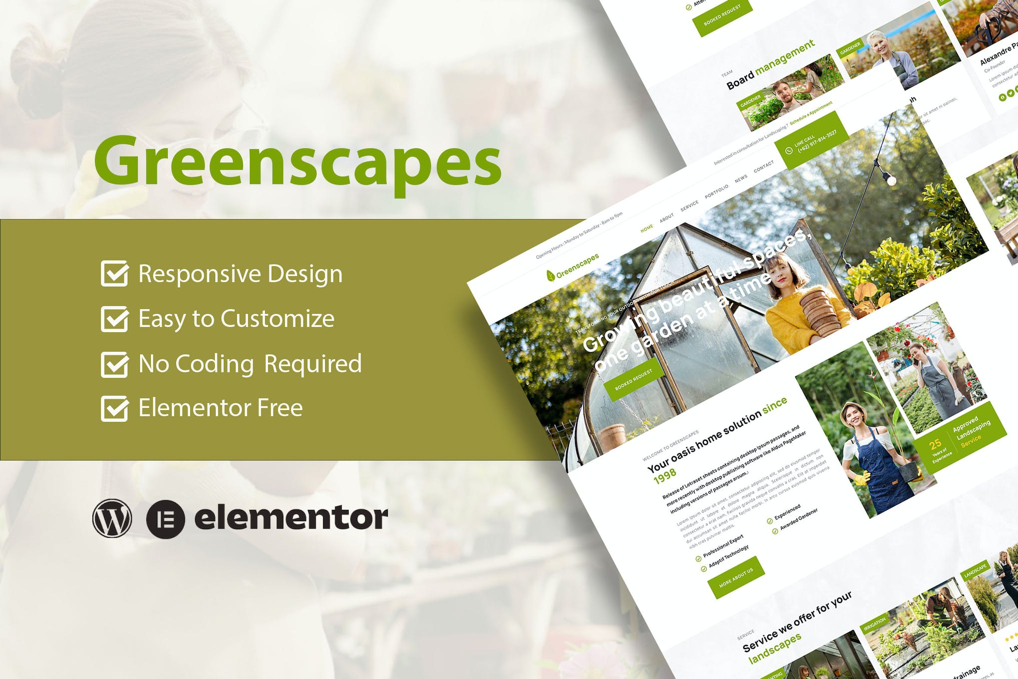 GreenScapes – Garden & Landscape Service Elementor Template Kit