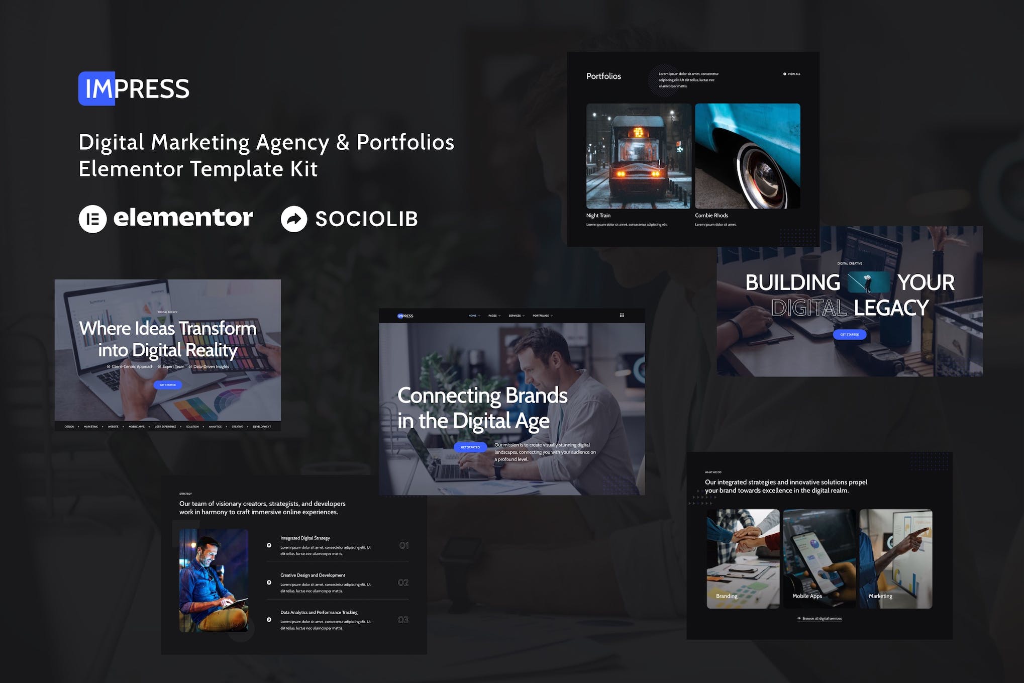 Impress – Digital Marketing Agency & Portfolios Elementor Template Kit