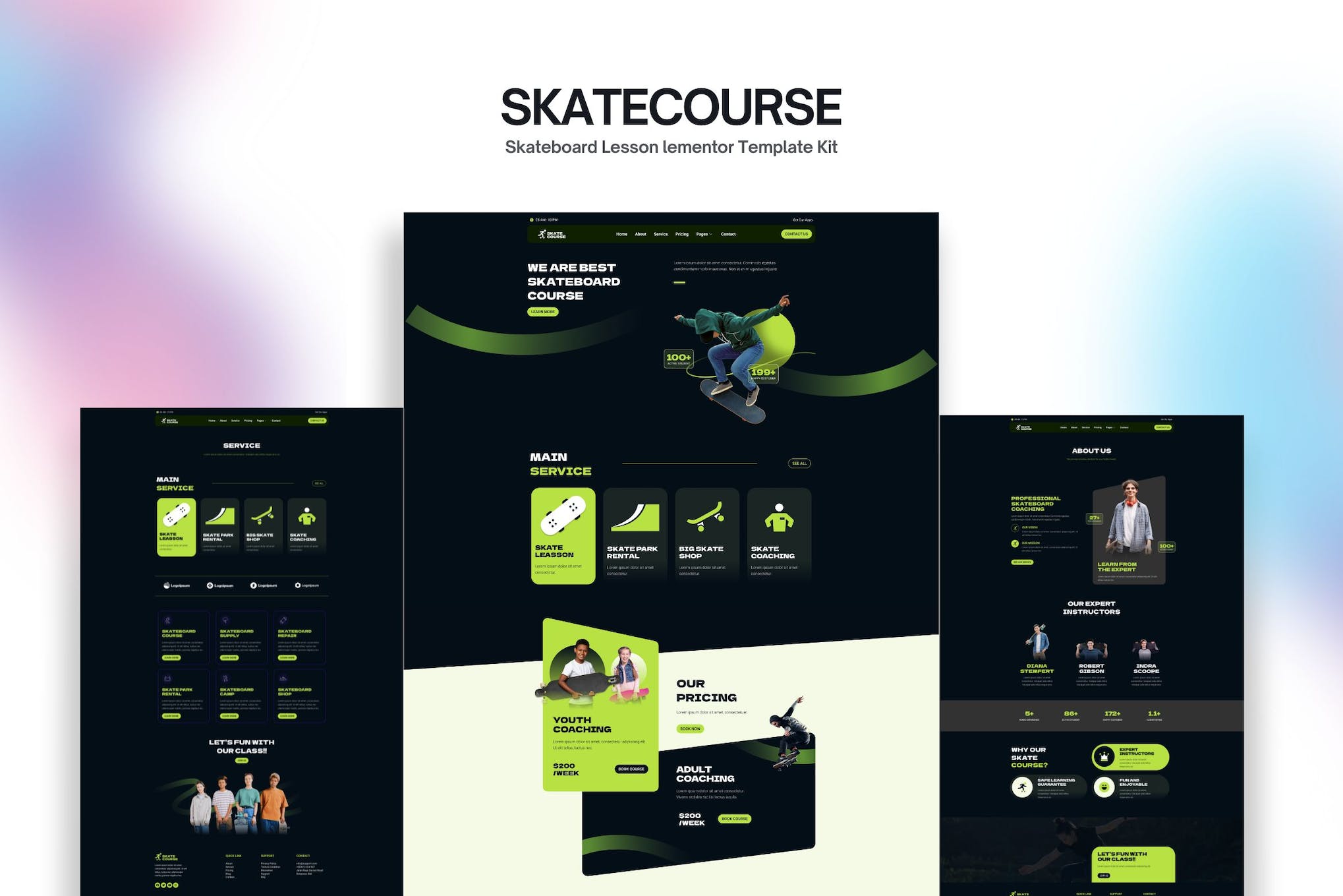 Skatecourse – Skateboard Lesson Elementor Kit