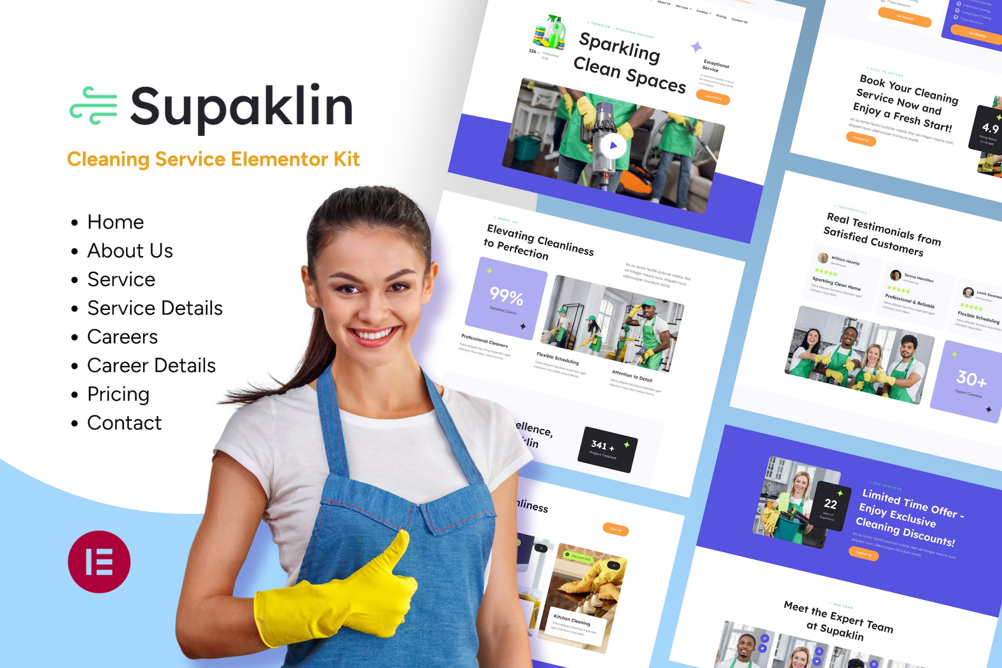 Supklin – Cleaning Service Business Elementor Template Kit