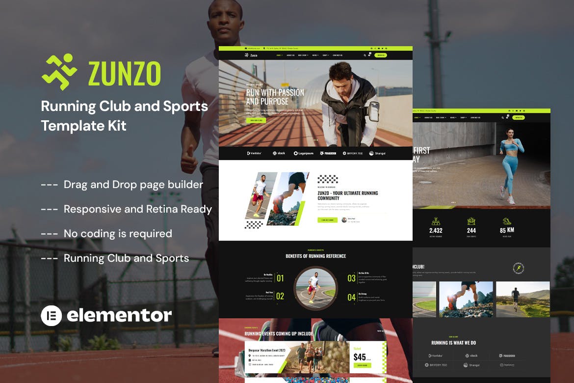 Zunzo – Running Club & Sports Elementor Pro Template Kit