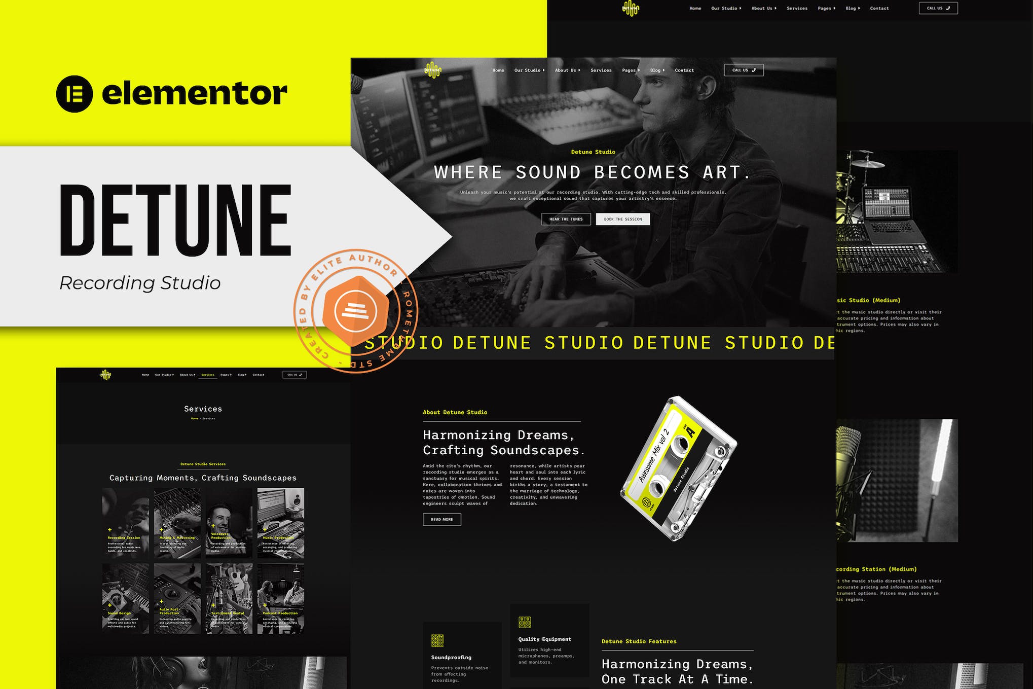 Detune – Recording Studio Elementor Pro Template Kit