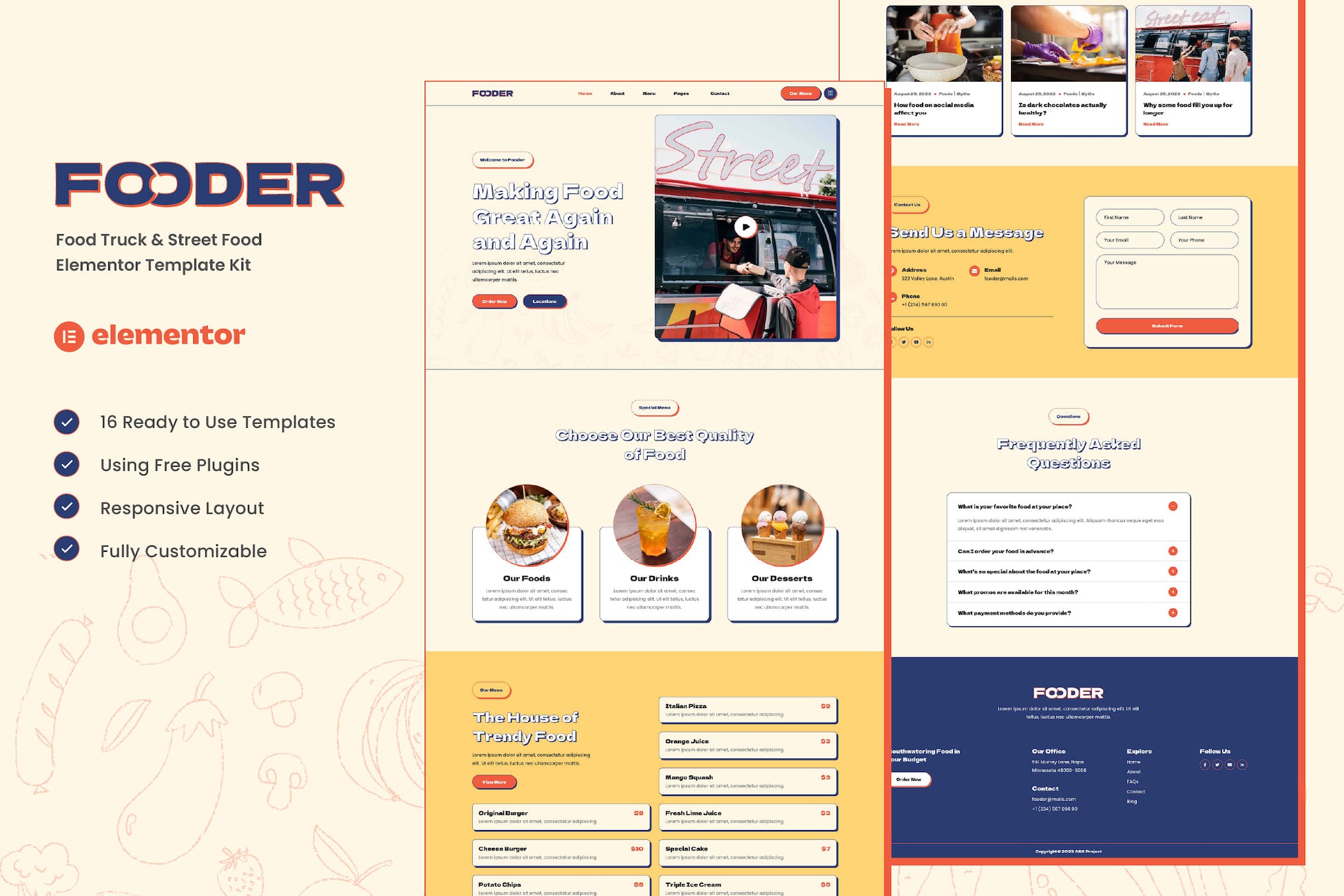 Fooder – Food Truck & Street Food Elementor Template Kit