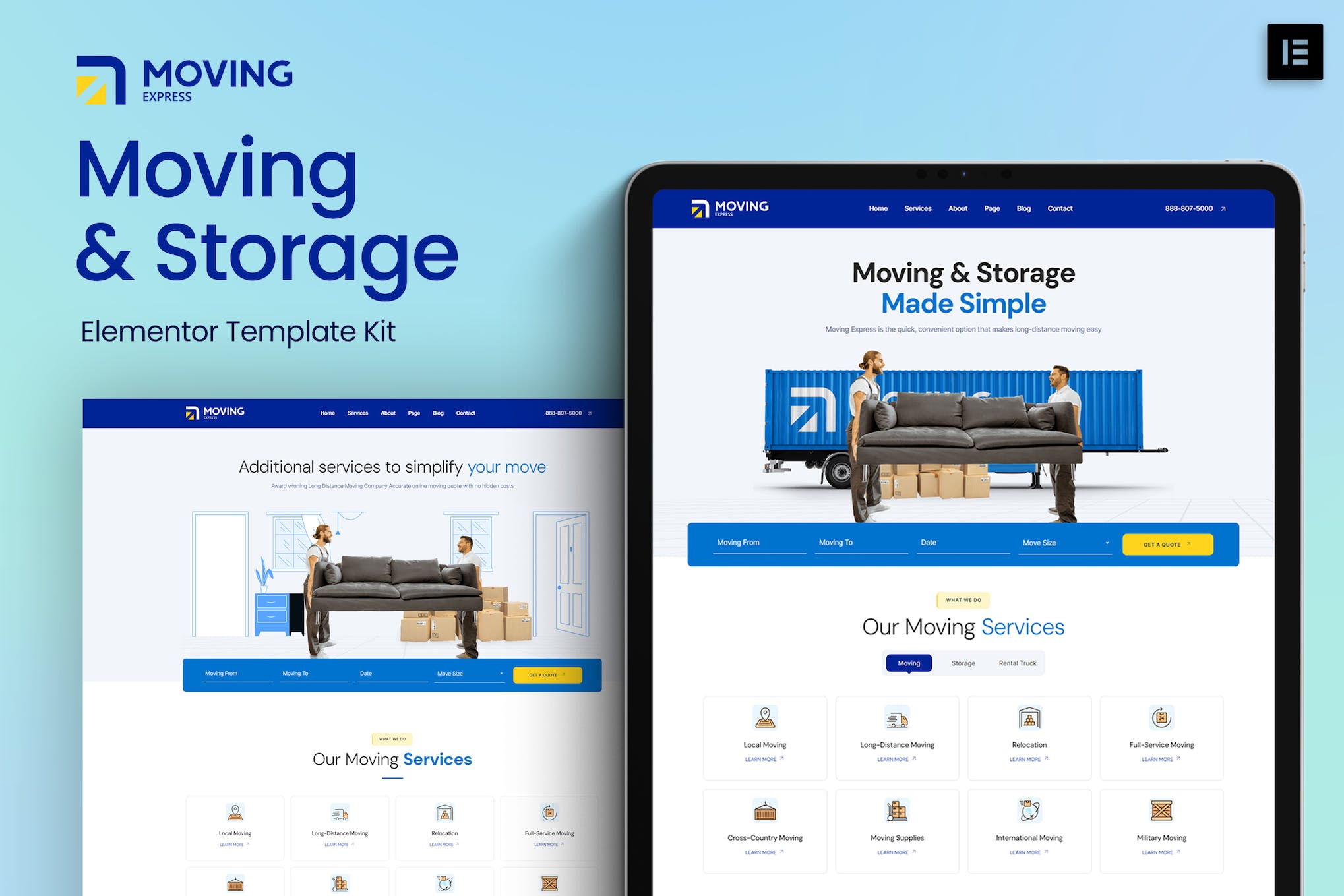 MovingExpress – Moving & Storage Company Elementor Template Kit