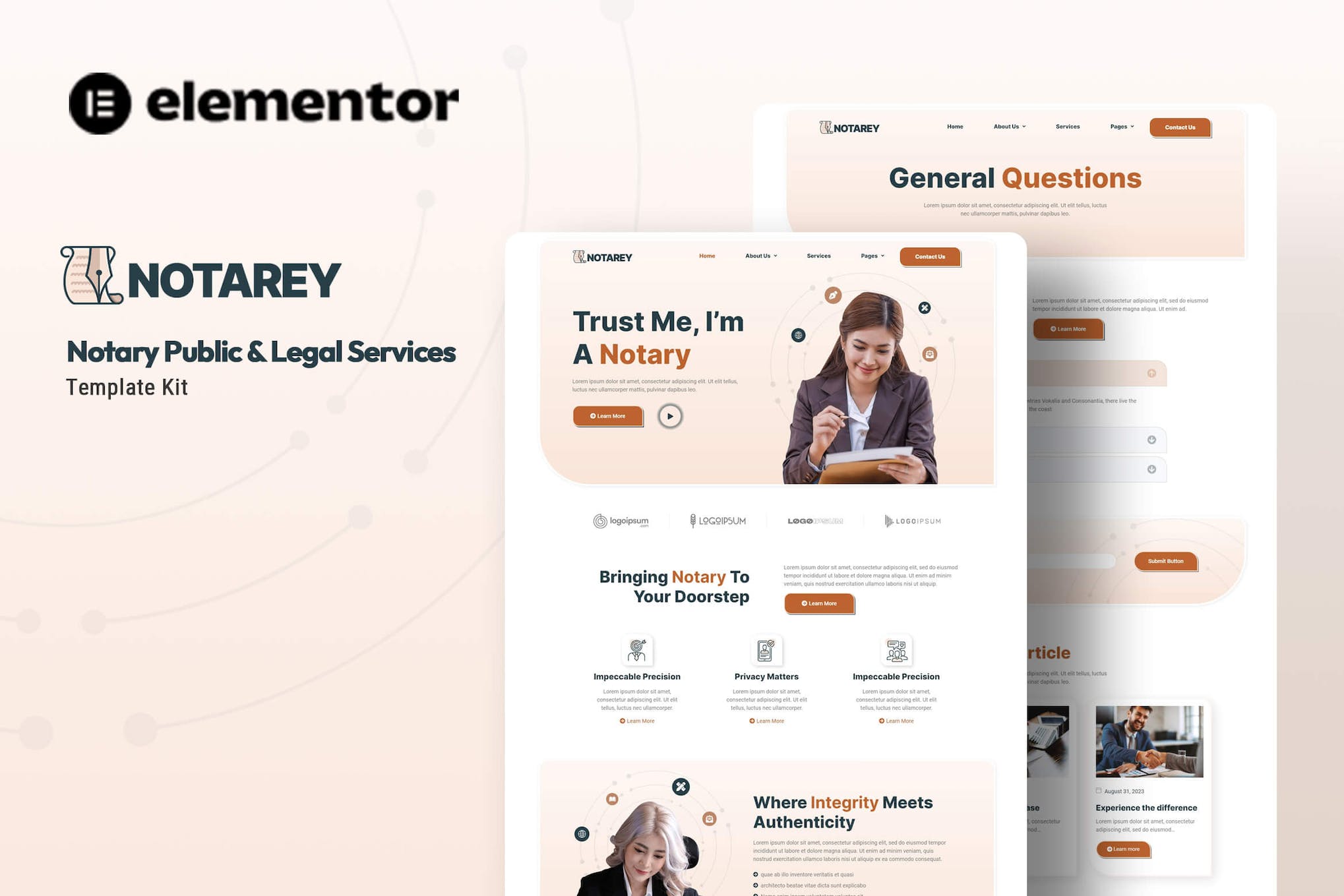 Notarey – Notary Public & Legal Services Elementor Template Kit